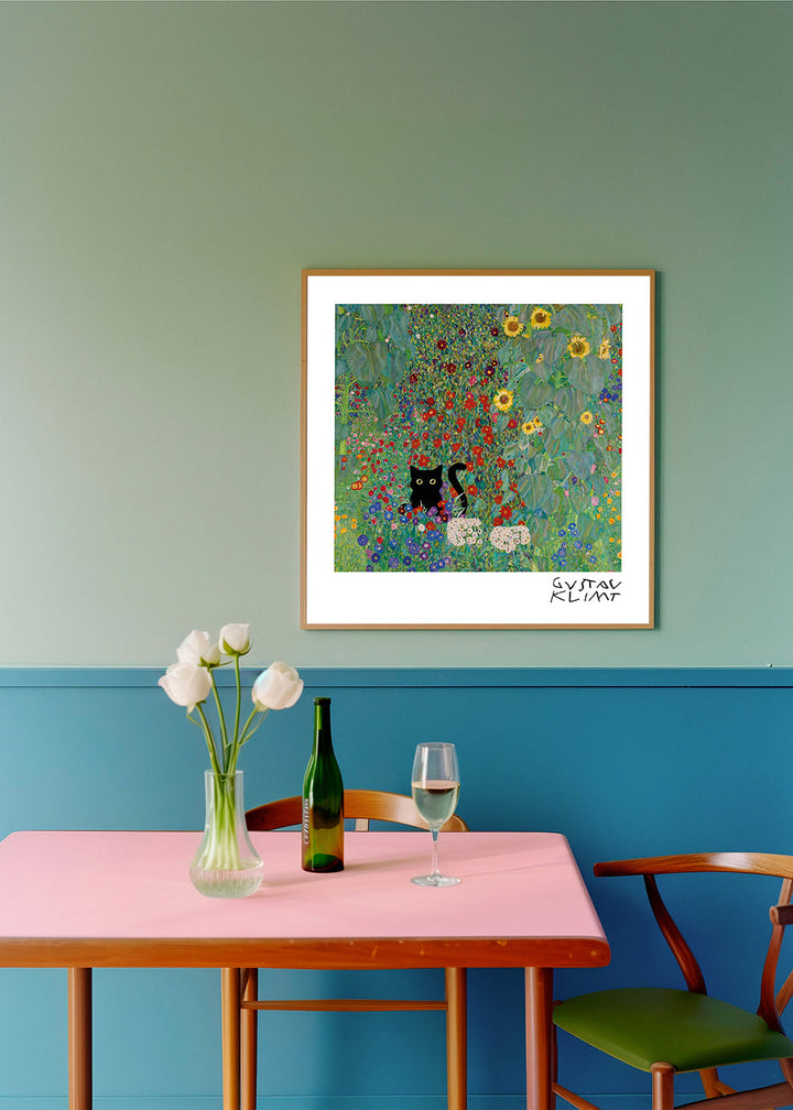 Lisslune | Gustav Klimt Garden Cat Print - Square