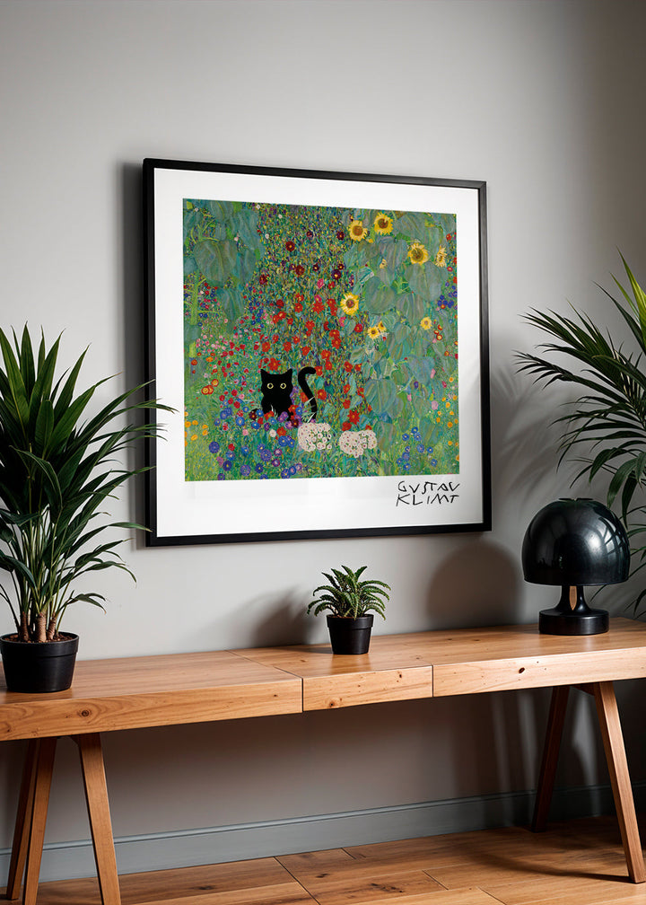 Lisslune | Gustav Klimt Garden Cat Print - Square