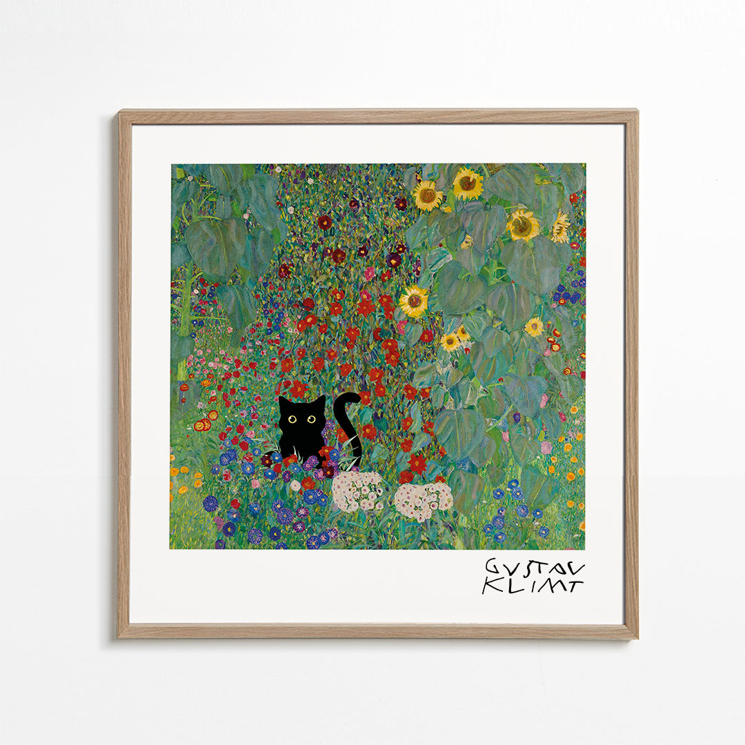 Lisslune | Gustav Klimt Garden Cat Print - Square