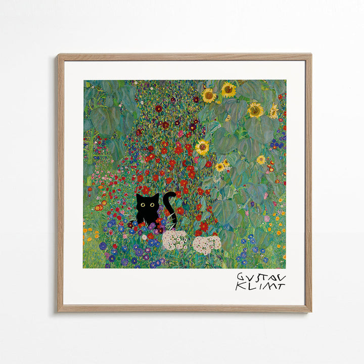 Lisslune | Gustav Klimt Garden Cat Print - Square
