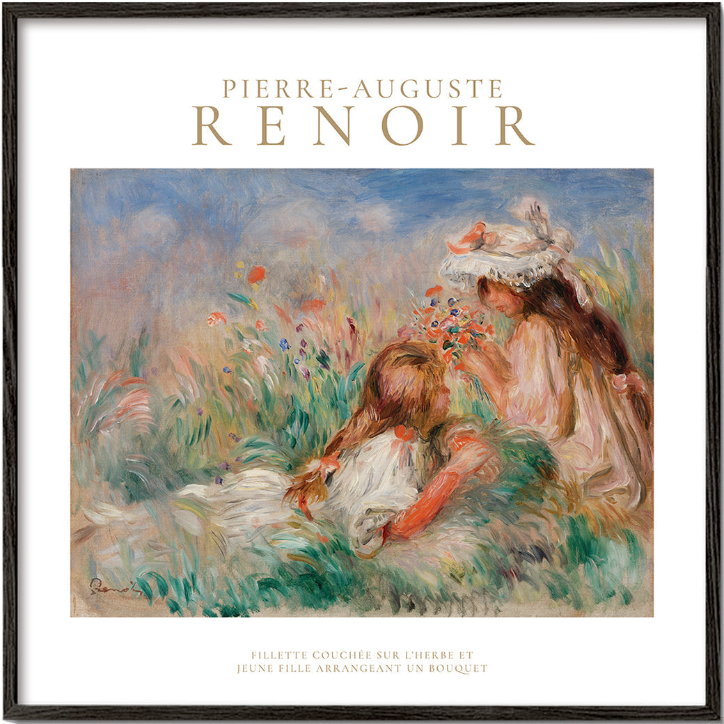 Lisslune | Girl in Grass Arrangement of a Bouquet by Pierre-Auguste Renoir - Square