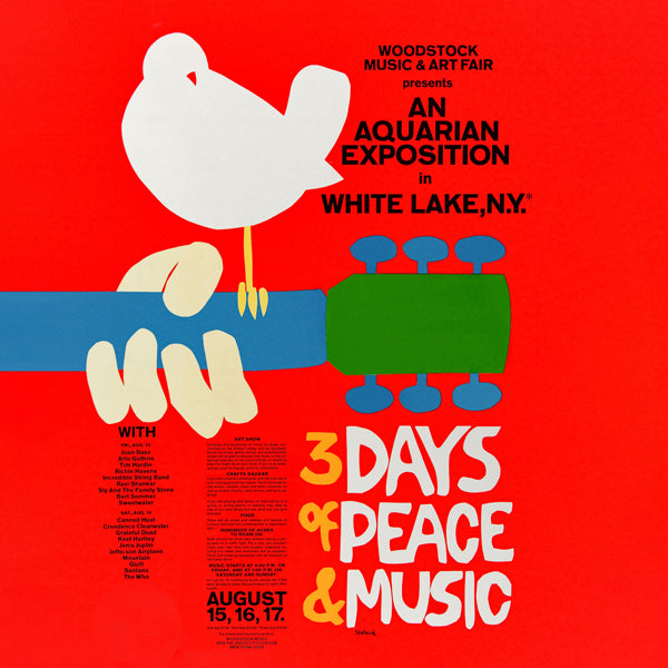 Lisslune | Woodstock 1969 Poster - 3 Days of Peace & Music - Square