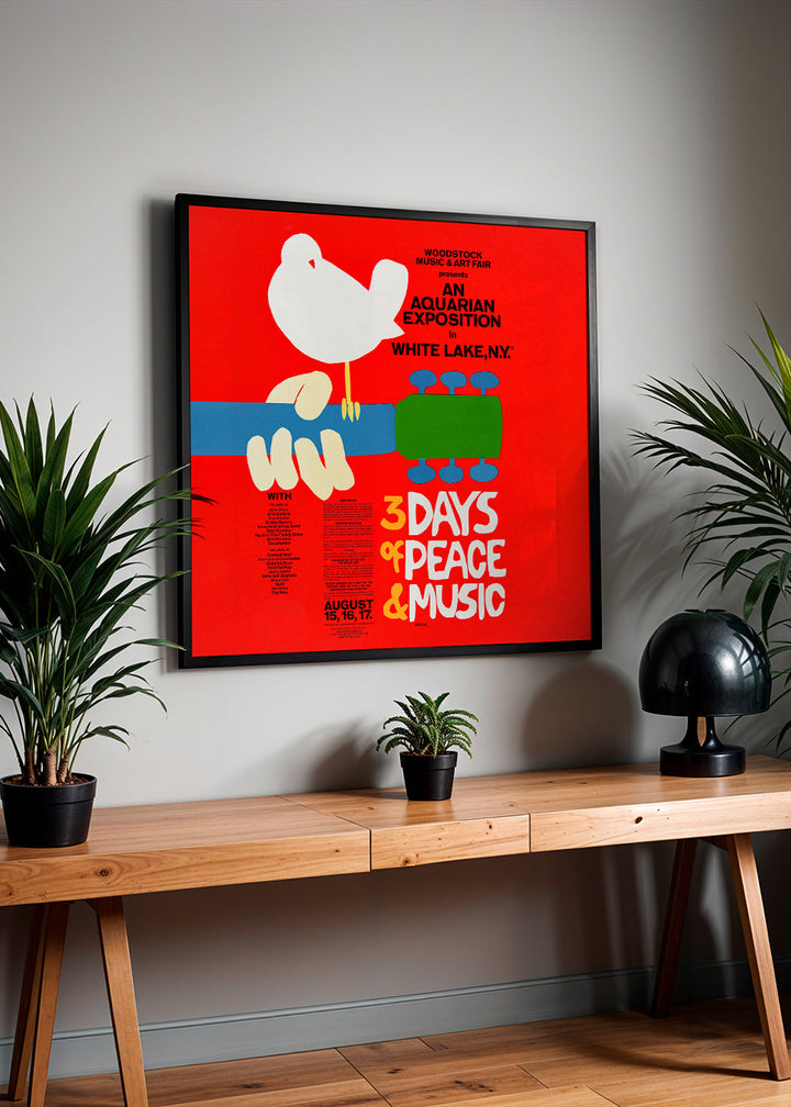 Lisslune | Woodstock 1969 Poster - 3 Days of Peace & Music - Square