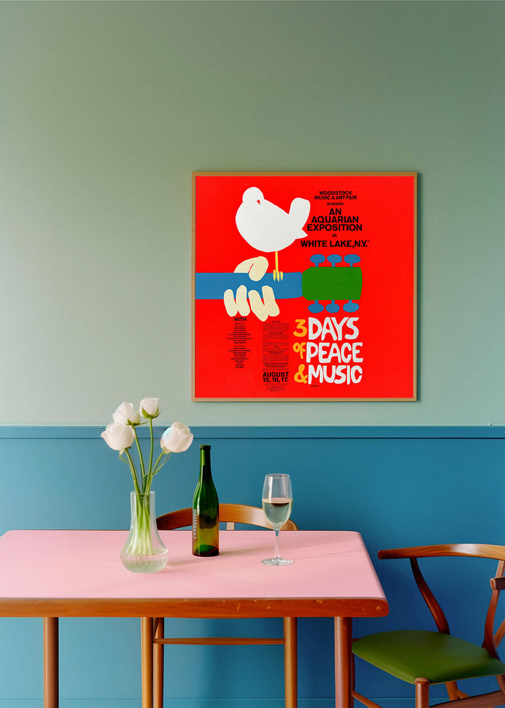 Lisslune | Woodstock 1969 Poster - 3 Days of Peace & Music - Square