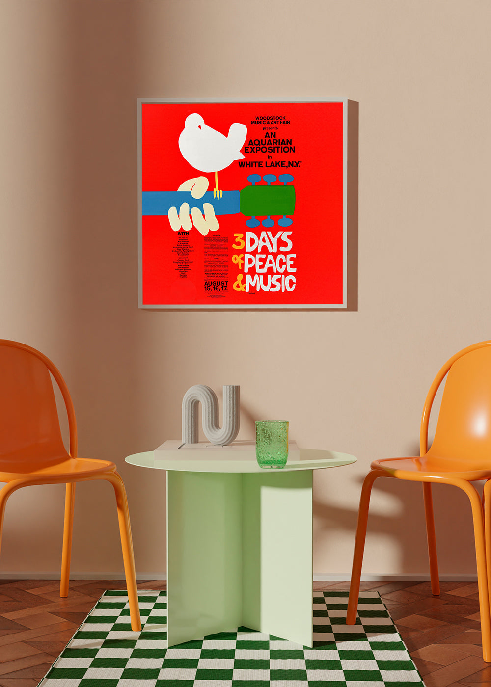 Lisslune | Woodstock 1969 Poster - 3 Days of Peace & Music - Square