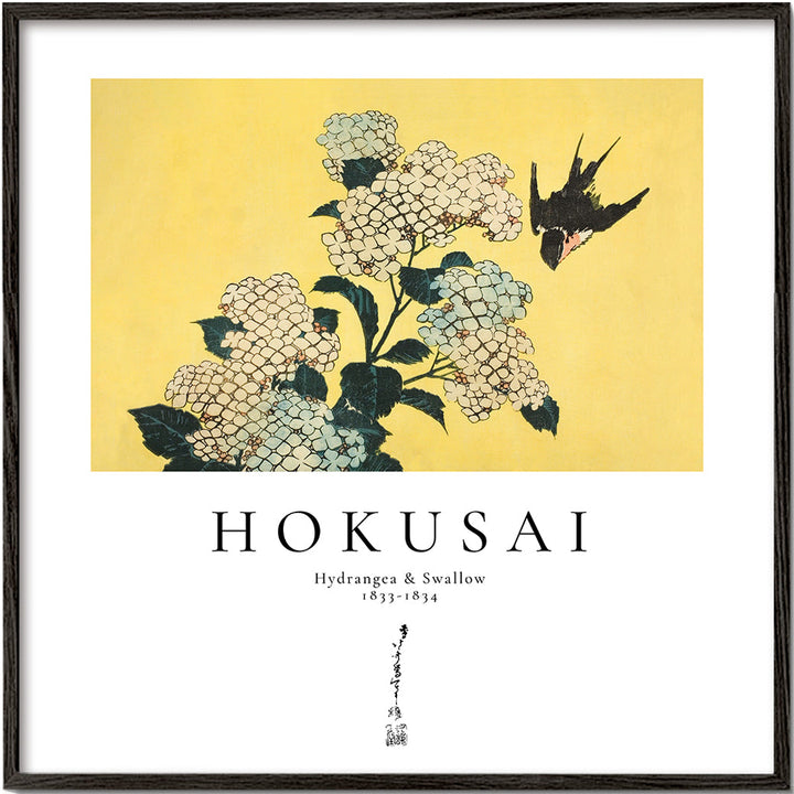 Lisslune | Hydrangea and swallow by Katsushika Hokusai - Square