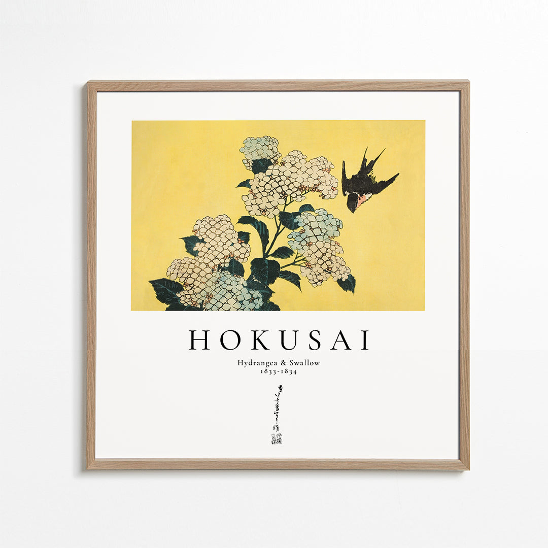 Lisslune | Hydrangea and swallow by Katsushika Hokusai - Square