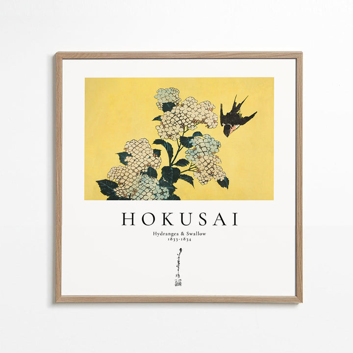 Lisslune | Hydrangea and swallow by Katsushika Hokusai - Square