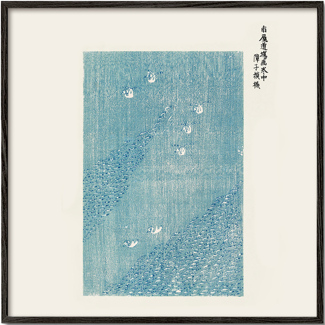 Lisslune | Blue birds woodcut by Yatsuo no tsubaki by Taguchi Tomoki - Square