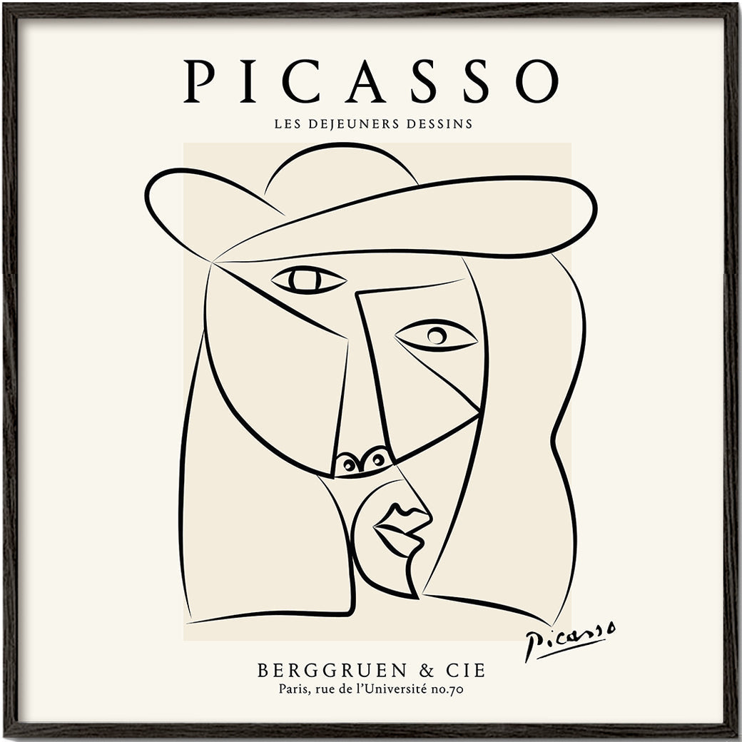 Lisslune | Picasso Woman with Hat Sketch Poster - Square