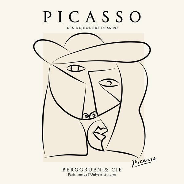 Lisslune | Picasso Woman with Hat Sketch Poster - Square
