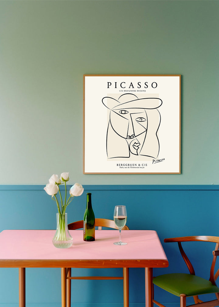 Lisslune | Picasso Woman with Hat Sketch Poster - Square