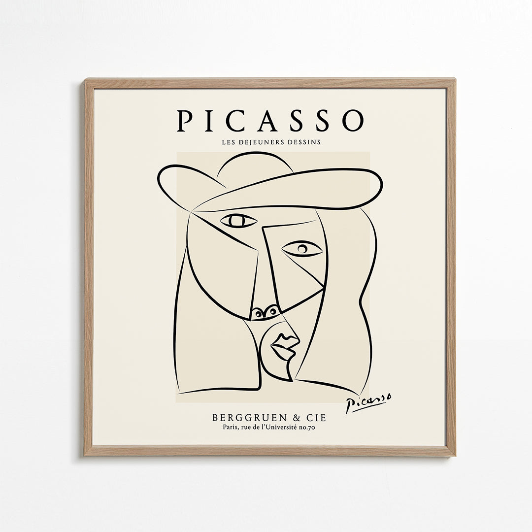 Lisslune | Picasso Woman with Hat Sketch Poster - Square