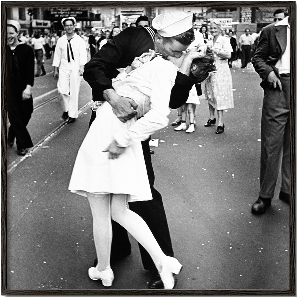 Lisslune | V-J Day Kiss Poster - Vintage Photography - Square