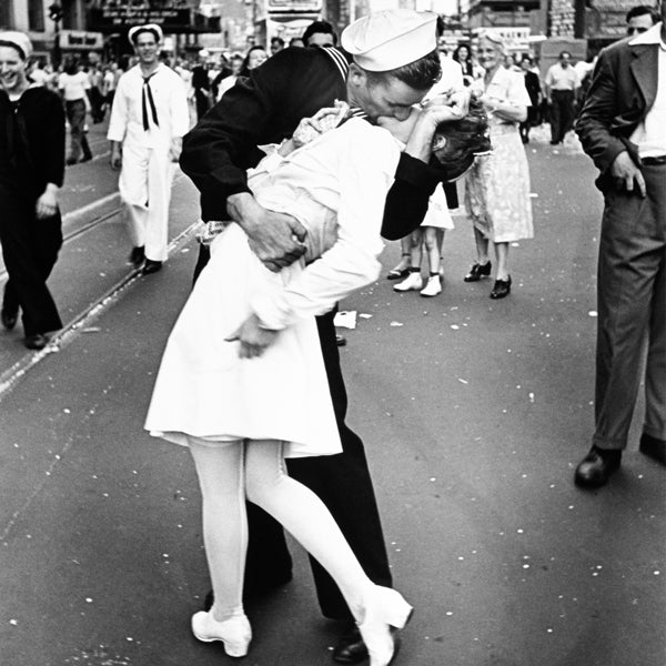 Lisslune | V-J Day Kiss Poster - Vintage Photography - Square