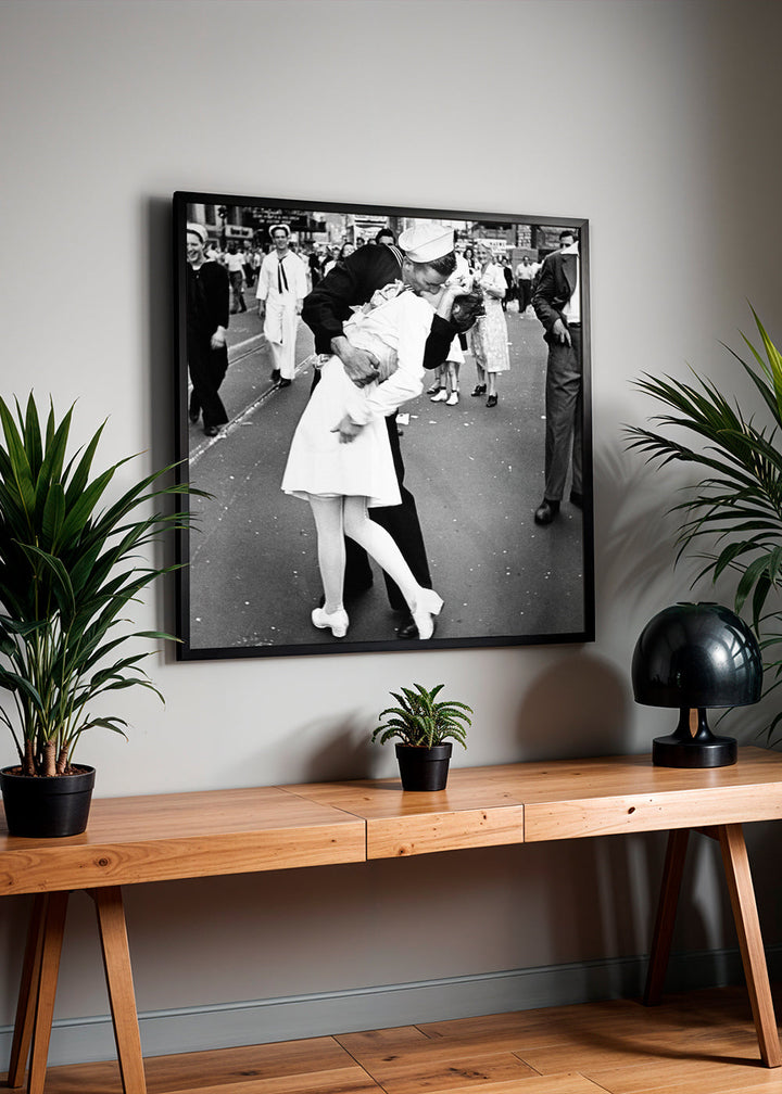 Lisslune | V-J Day Kiss Poster - Vintage Photography - Square