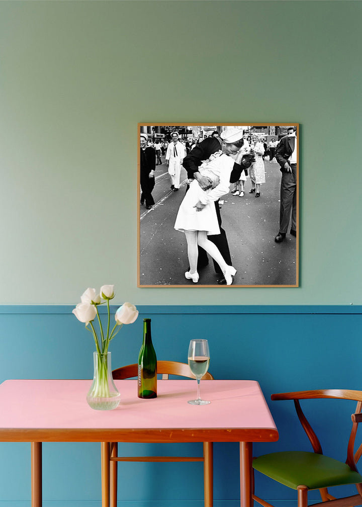 Lisslune | V-J Day Kiss Poster - Vintage Photography - Square