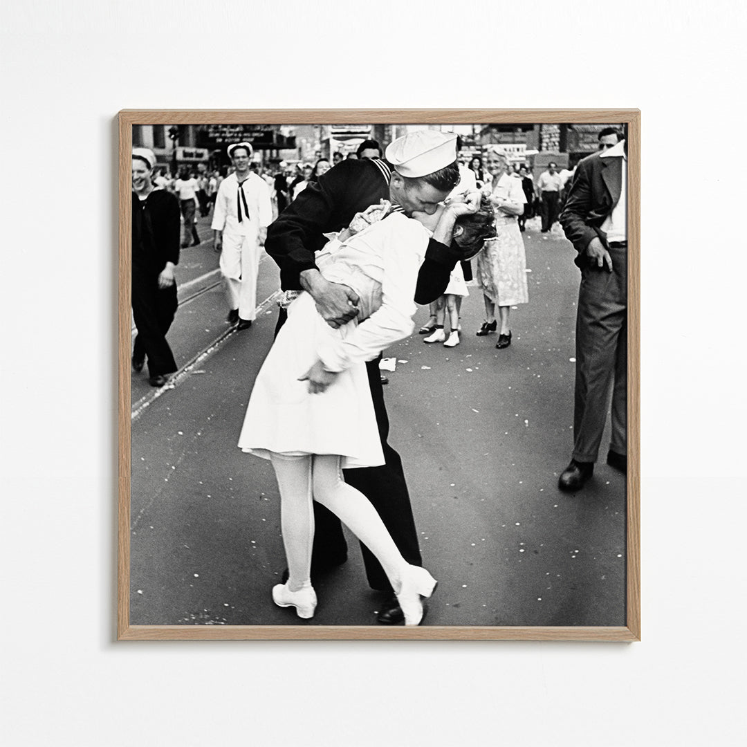 Lisslune | V-J Day Kiss Poster - Vintage Photography - Square
