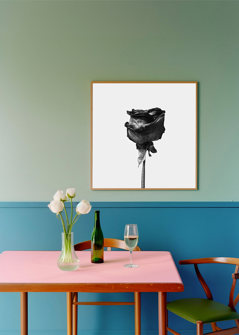 Lisslune | Dried Rose Black-White Photograph - Square