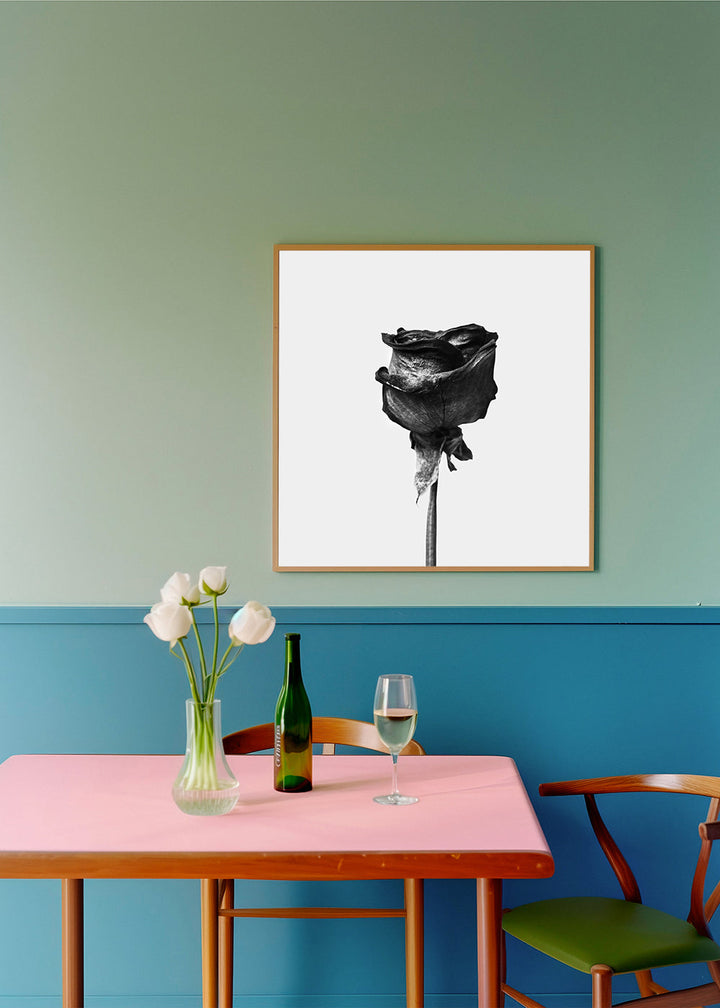 Lisslune | Dried Rose Black-White Photograph - Square