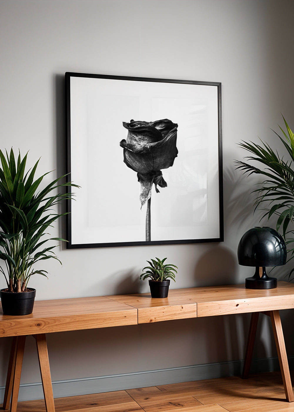 Lisslune | Dried Rose Black-White Photograph - Square