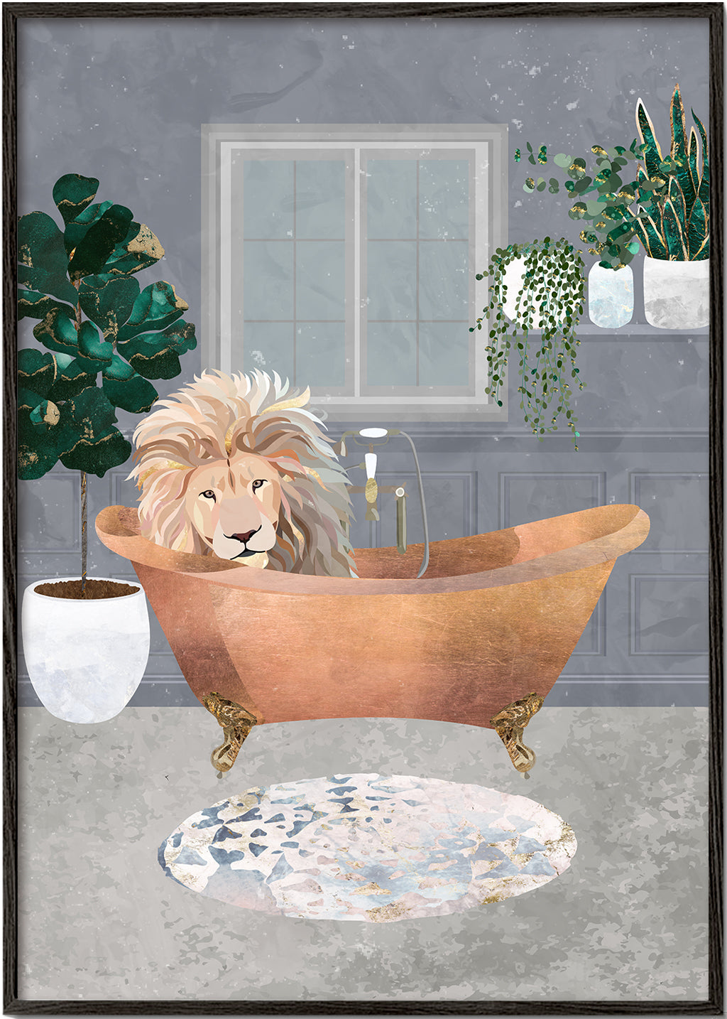 Lisslune | Lux Lion in copper bathtub