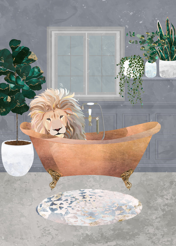 Lisslune | Lux Lion in copper bathtub