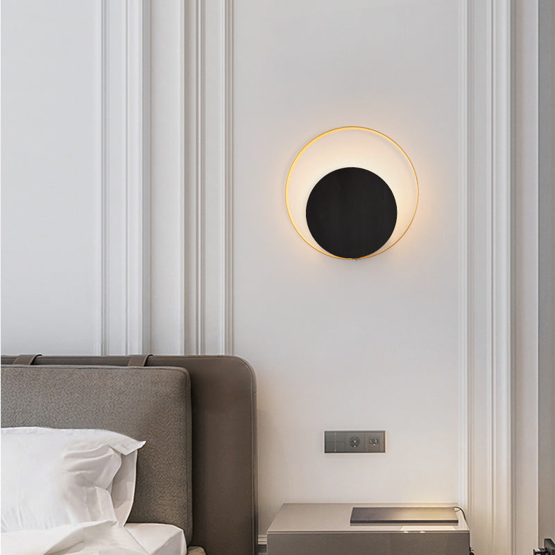 Lisslune | Modern Minimalist Iron Circle Ring 1-Light Wall Sconces Lamp For Bedroom