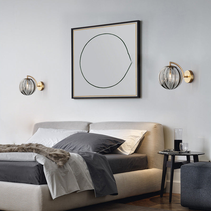 Lisslune | Contemporary Scandinavian Round Ball Iron Glass 1-Light Wall Lamp for Living Room