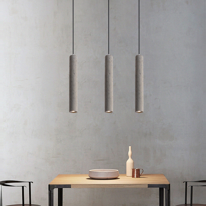 Lisslune | StoneCast Industrial Cylinder Pendant Light made of Concrete | 1 Light | Smooth or Rough Surface