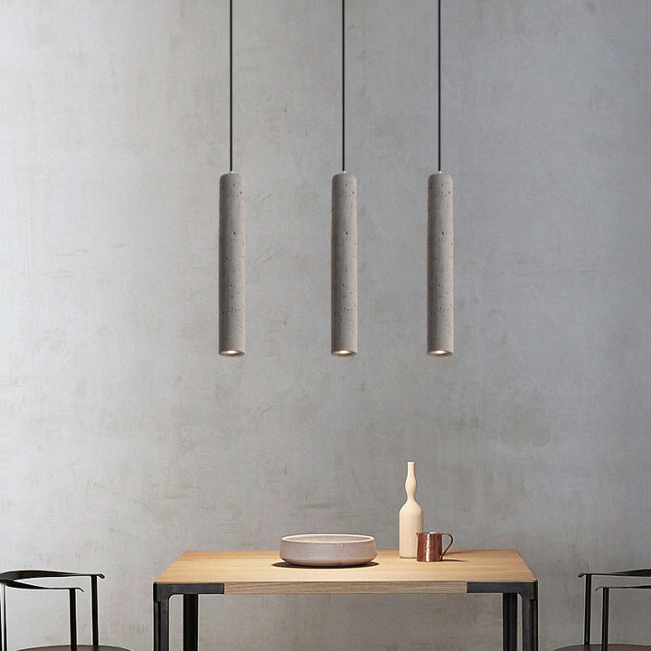 Lisslune | StoneCast Industrial Cylinder Pendant Light made of Concrete | 1 Light | Smooth or Rough Surface