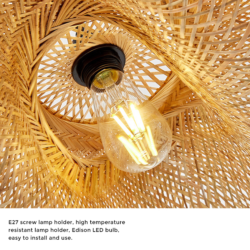 Lisslune | Rattan Woven Bamboo - Pendant Light - Led - Light
