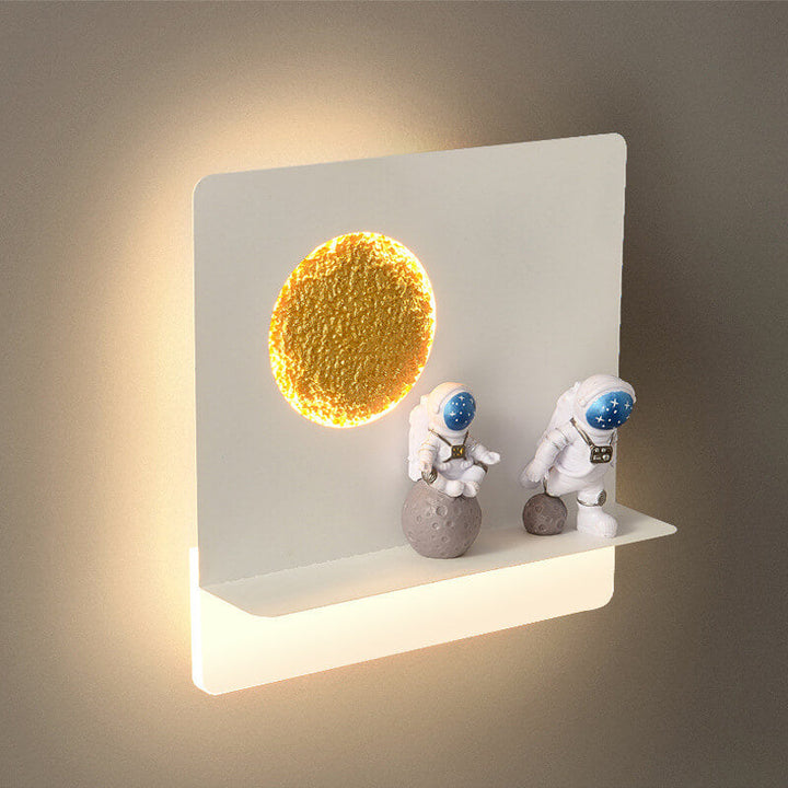 Lisslune | Contemporary Creative Iron Resin Round Astronaut LED Wall Light Lamp for Bedroom