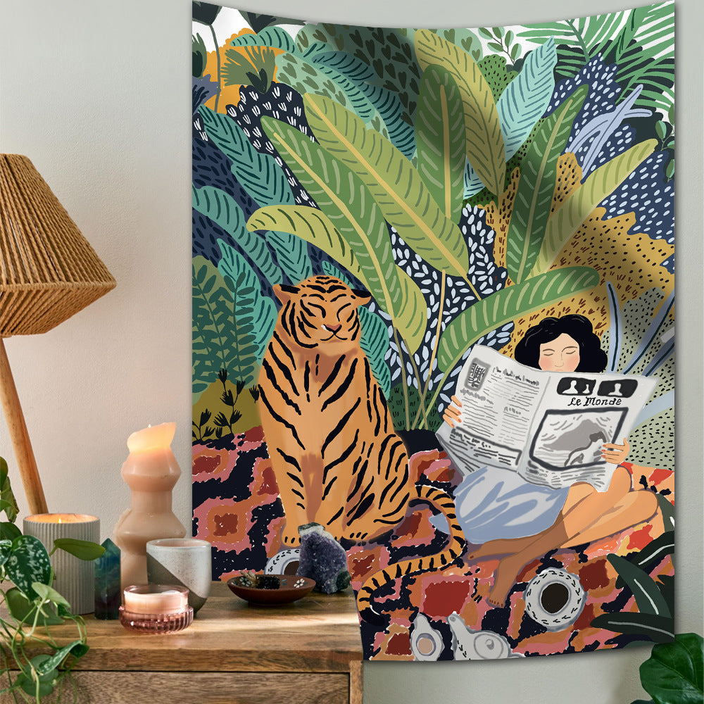 Rynx Jungle Tiger & Girl Wall Tapestry