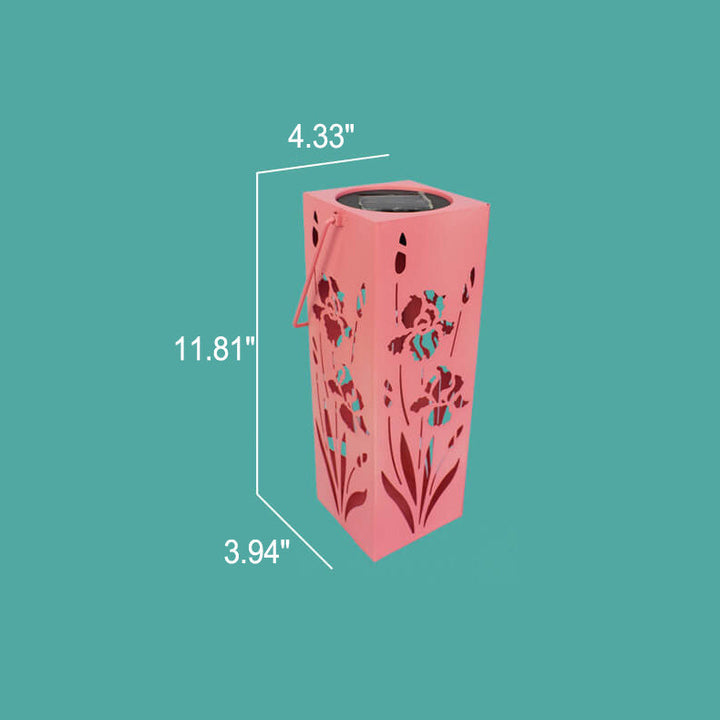 Lisslune | Solar Butterfly Rose Pattern Hollow Column LED Outdoor Waterproof Decorative Lamp
