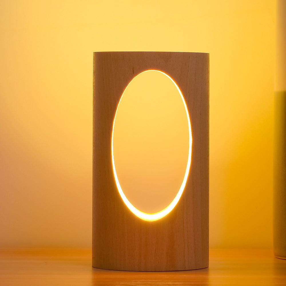 Lisslune | Japanese solid wood rectangular column LED night lamp USB table lamp