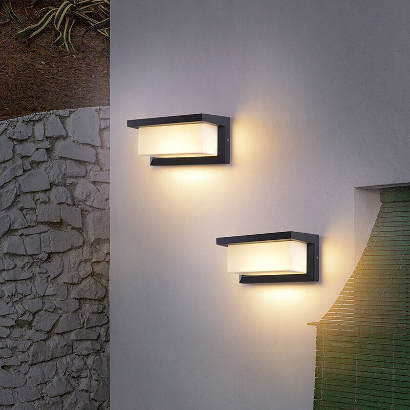 Lisslune | Modern Minimalist Solar Rectangle PC LED Outdoor Wall Light Lamp For Outdoor Patio