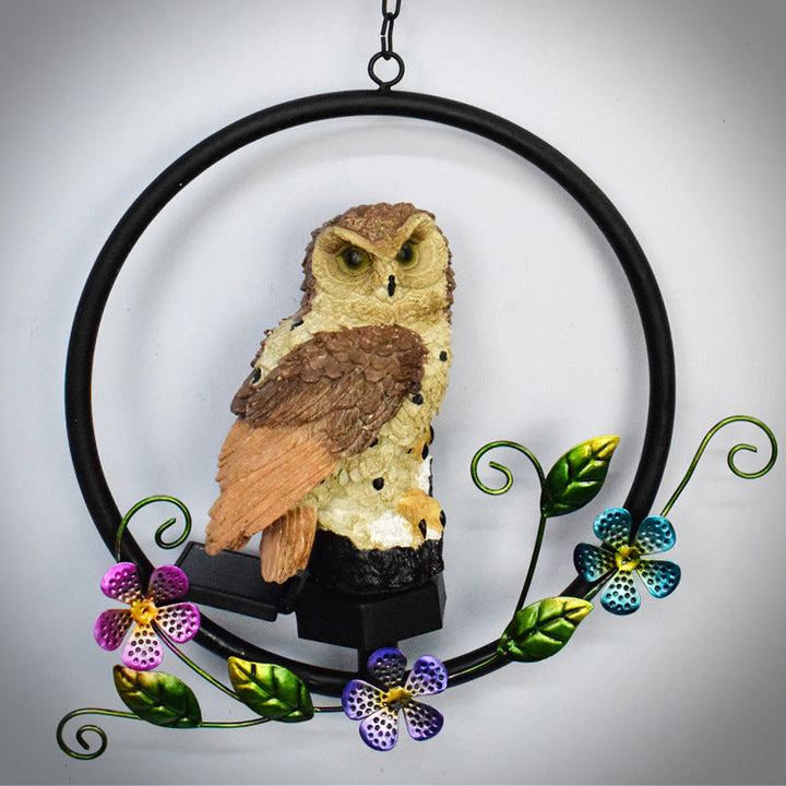 Lisslune | European rustic owl solar waterproof outdoor garden pendant lights