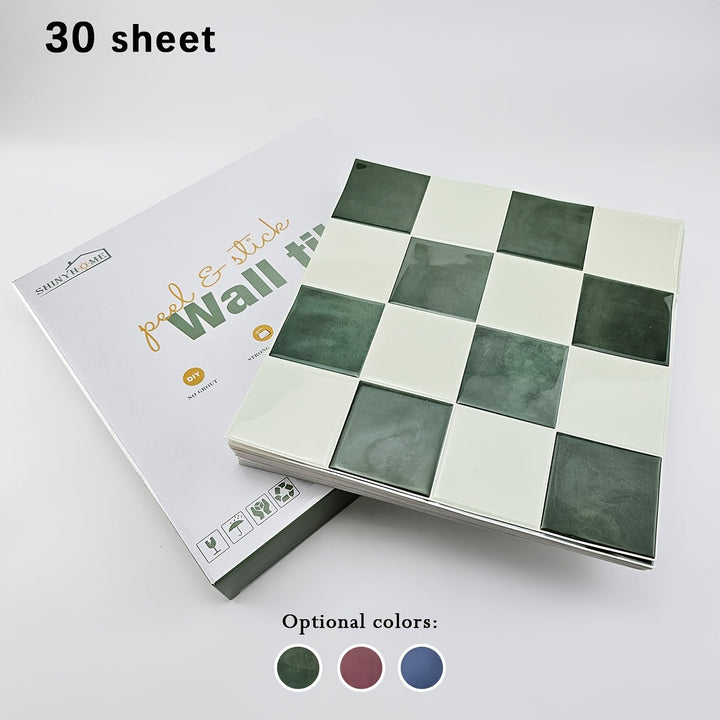 Rynx | 10/30 pieces self-adhesive tile] 10/30 pieces self-adhesive bathroom wall tile, self-adhesive kitchen splash, 10.5 inches * 10.5 inches waterproof and oil-resistant splash guard, easy-to-apply adhesive for kitchen, bathroom, walls & RVs