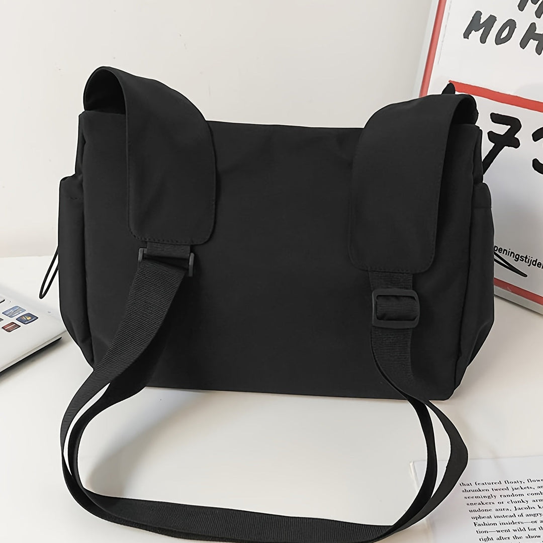 Lisslune | UrbanLiner Nylon Messengerbag – Black Shoulder Bag with Zipper for Daily Use