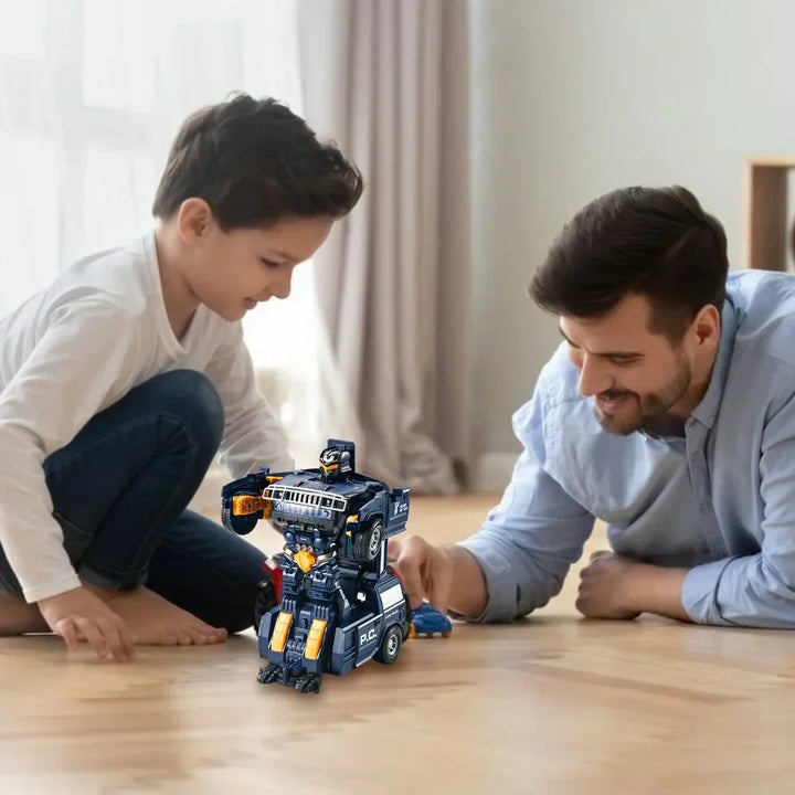 Lisslune | Transforming Robot Car | 2-in-1 Police Car & Robot Toy with Lights and Sound
