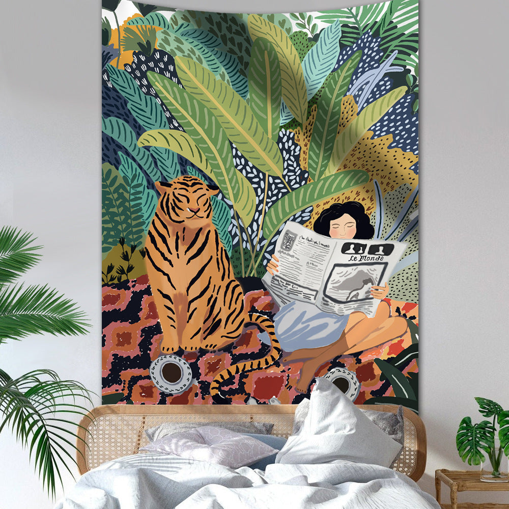 Rynx Jungle Tiger & Girl Wall Tapestry
