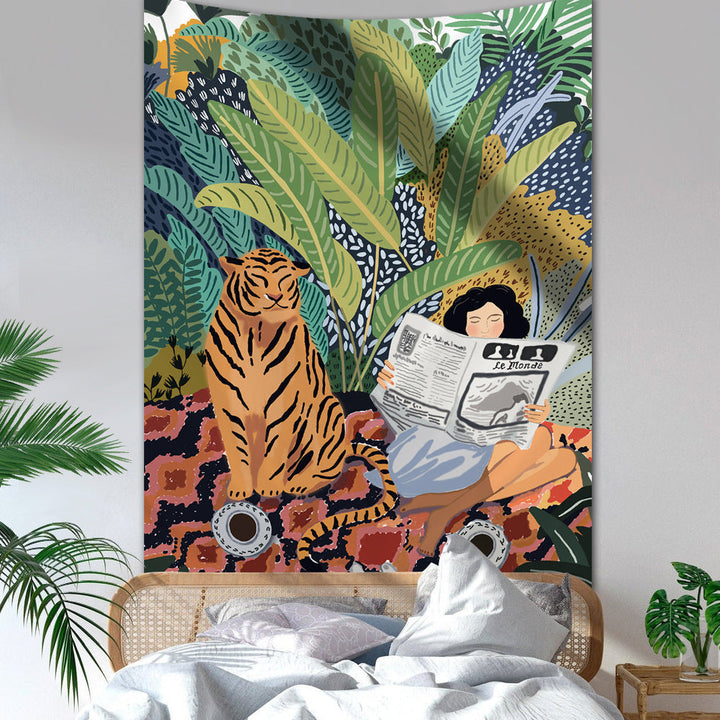 Rynx Jungle Tiger & Girl Wall Tapestry