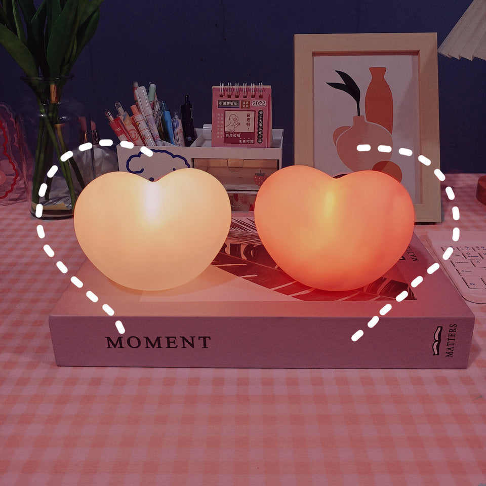 Lisslune | LuvSphere Silicone LED Night Light | Heart-Shaped Design | Table Lamp | Warm Mood Light | Decorative