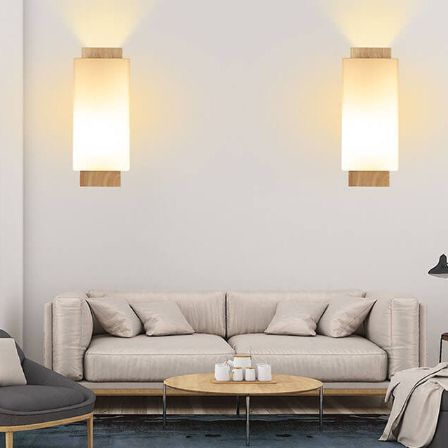 Lisslune | Modern minimalist solid wood square glass column 1-light wall sconces lamp