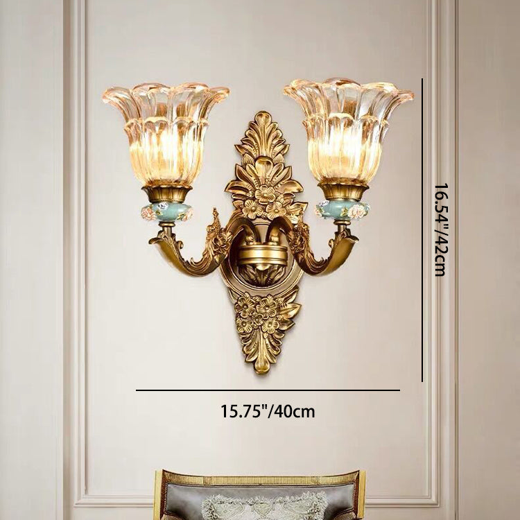 Lisslune | FlorisLuxe European Wall Lamp | Blossom Design | 1-2 Flames | High-Quality Resin & Glass | Elegance for Living Room & Hallway