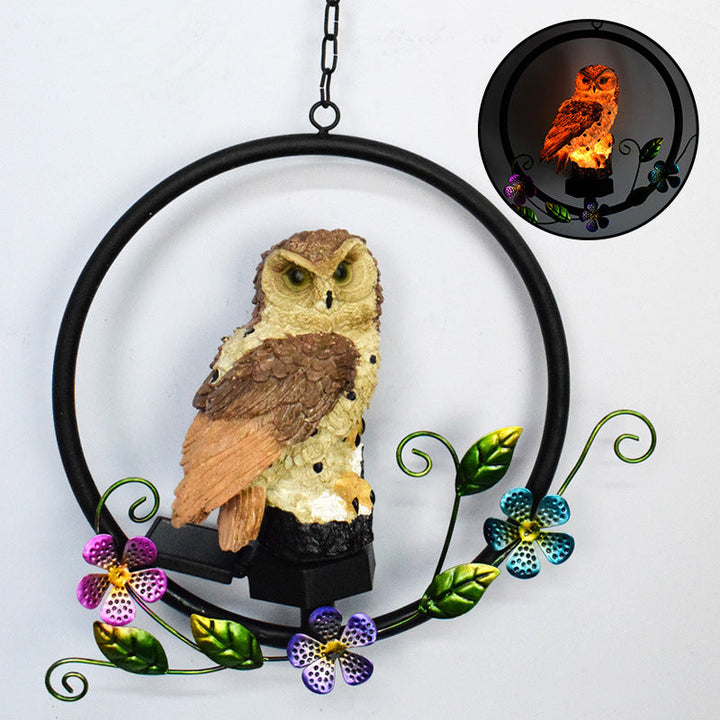 Lisslune | European rustic owl solar waterproof outdoor garden pendant lights