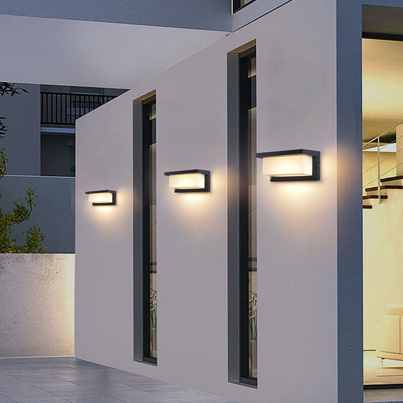 Lisslune | Modern Minimalist Solar Rectangle PC LED Outdoor Wall Light Lamp For Outdoor Patio