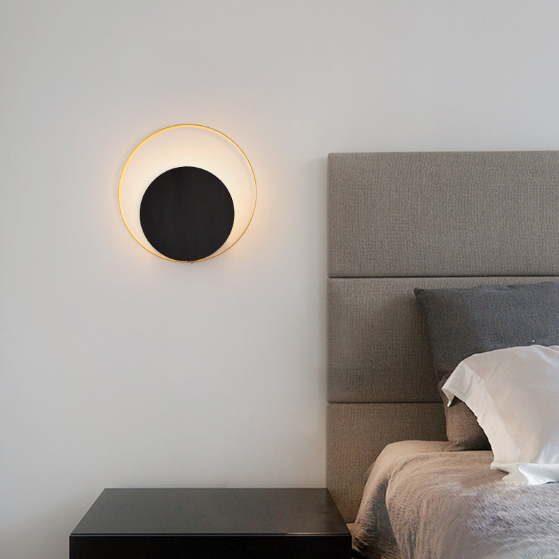 Lisslune | Modern Minimalist Iron Circle Ring 1-Light Wall Sconces Lamp For Bedroom
