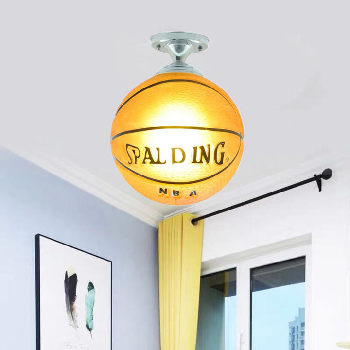 Lisslune | SportLume Creative Ceiling Light | Basketball & Football Design | Semi-Mount | Glass Lamp